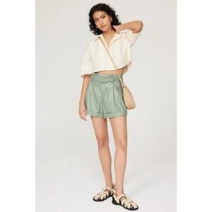 Marissa Webb Faux Leather Shorts in Green (Belt is missing) – Size 8